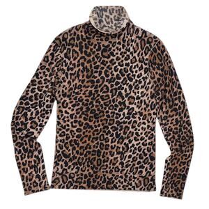 27 Miles Cashmere Leopard Print Mock Sweater